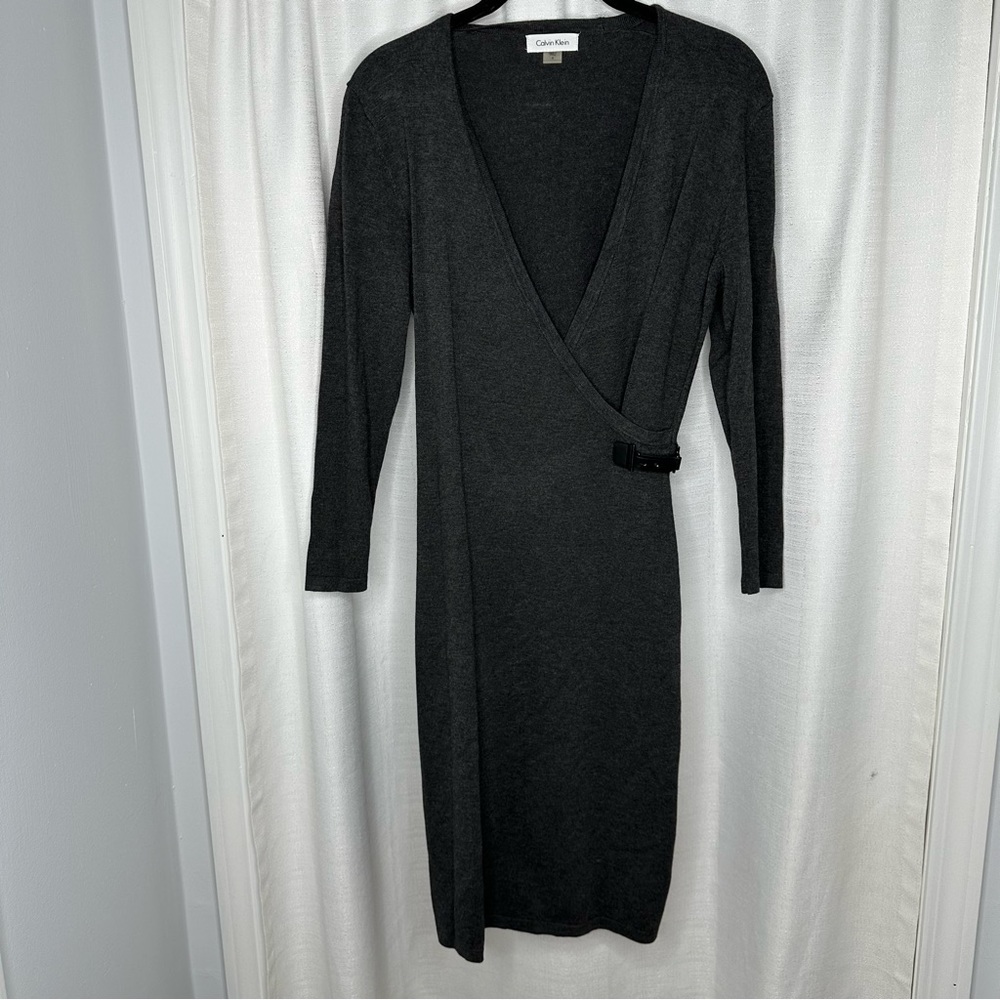 Calvin Klein Black Wrap Knit Dress